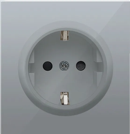 Donel R98 алюминий накладка для розетки Schuko с заземлением, со шторками 16A 250 В~, серия DA