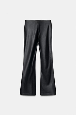 ZARA ЛЕГИНСЫ MINI FLARE ИЗ ИСКУССТВЕННОЙ КОЖИ, ЧЕРНЫЙ