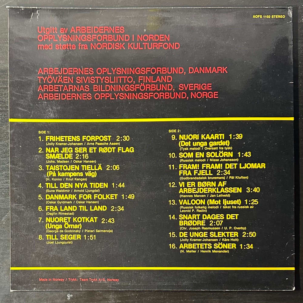 Сборник Nordiske Arbejdersanger (Норвегия 1975г.)