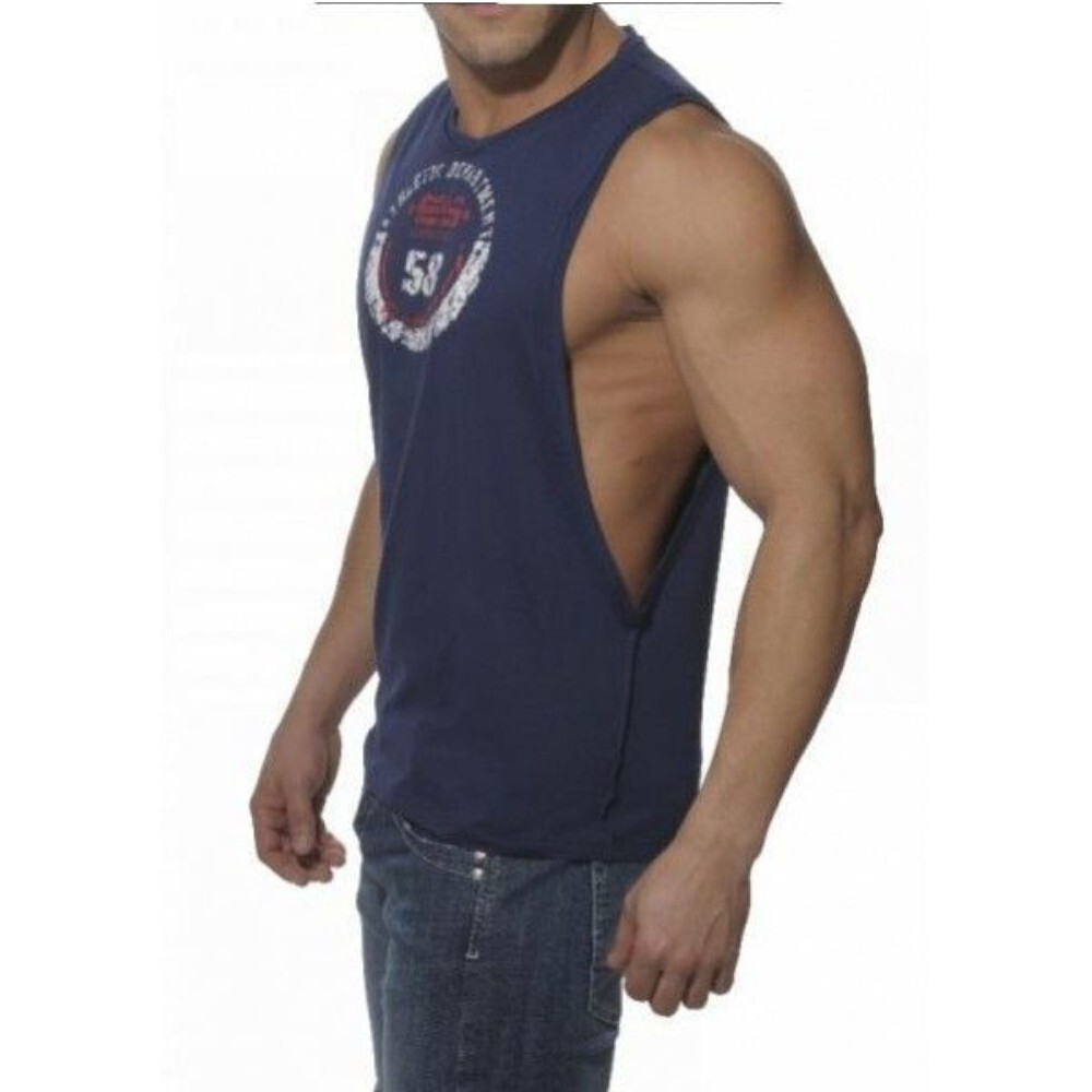 Мужская майка темно-синяя с красным принтом ES Collection Navy