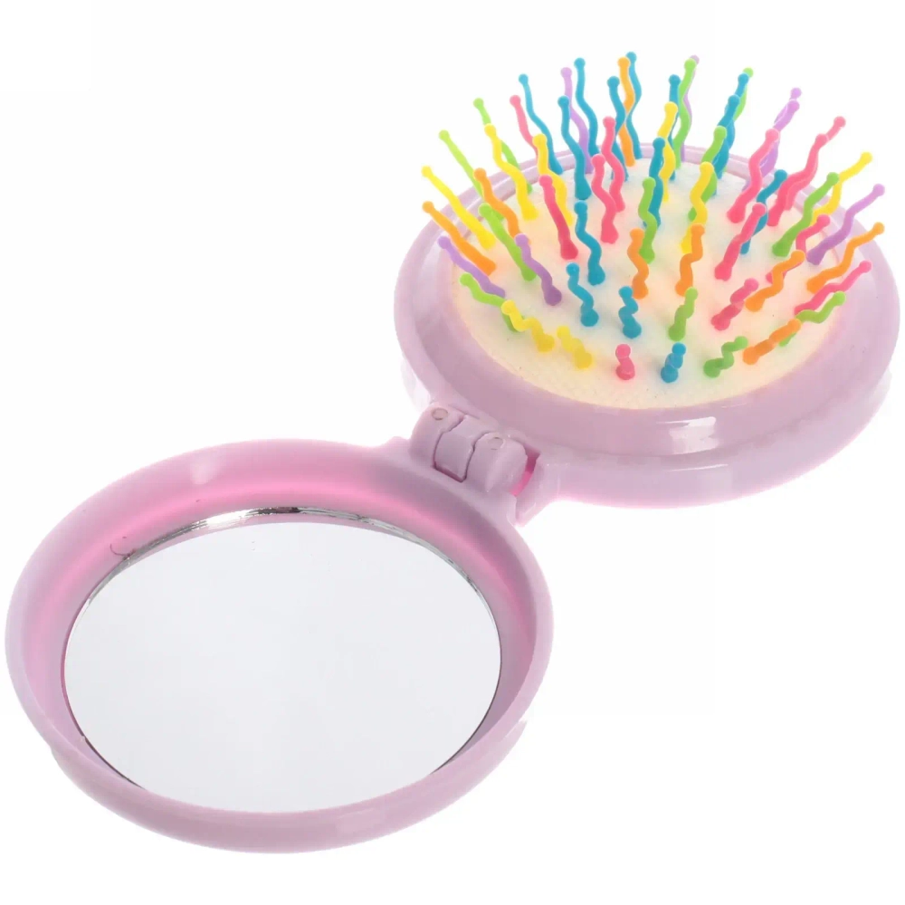 Расческа массажная детская складная «Barbariska» с зеркалом, русалочка, цвет микс, d-7см