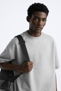 ZARA ТОЛСТОВКА ИЗ ПЛОТНОЙ ТКАНИ, СЕРЫЙ С МЕЛАНЖЕВЫМ ЭФФЕКТОМ