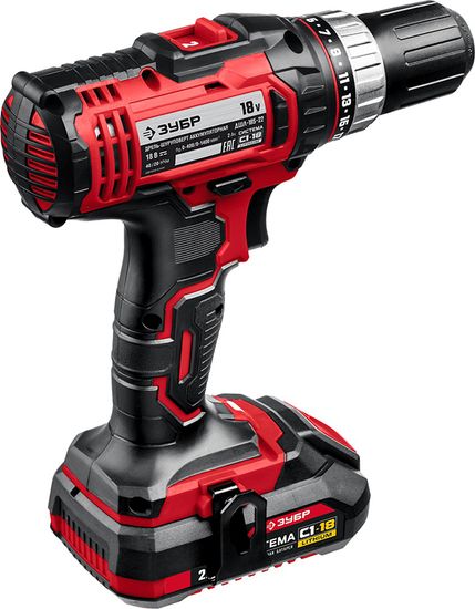 Аккумуляторная дрель-шуруповерт ЗУБР ДШЛ-185-22