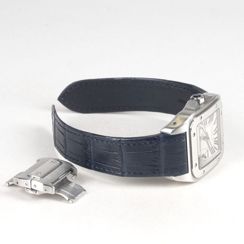 Ремешок для часов Cartier Santos синий из аллигатора