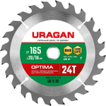 URAGAN Optima 165х20/16мм 24Т, диск пильный по дереву