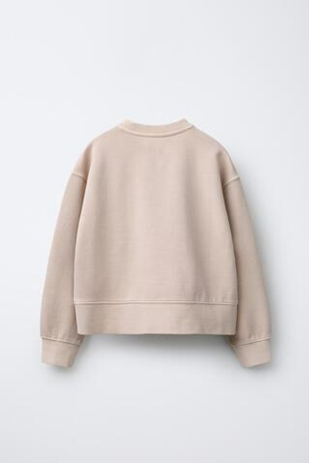 ZARA ТОЛСТОВКА С НАДПИСЬЮ И ЭФФЕКТОМ ПОТЕРТОСТИ, ПУДРОВО-РОЗОВЫЙ