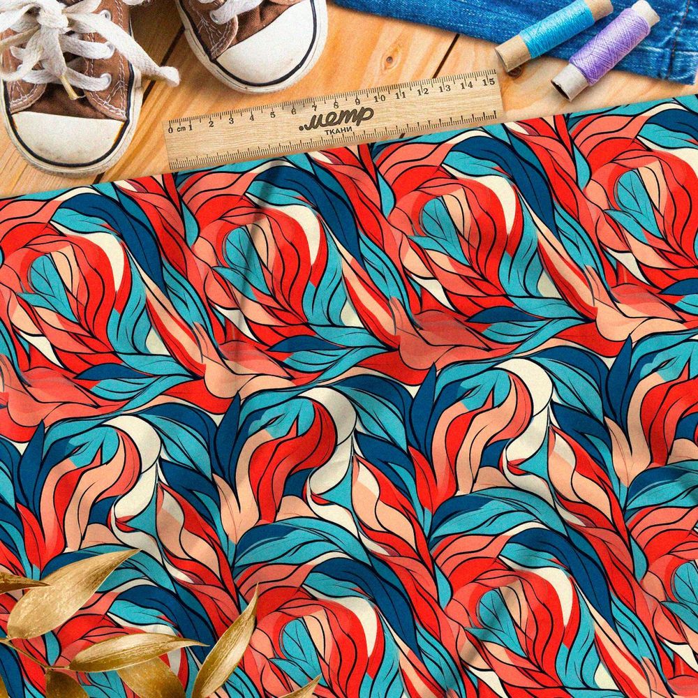 Ткань премиум флис пламенный узор