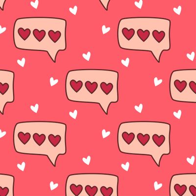 Сообщения с сердечками - романтический принт