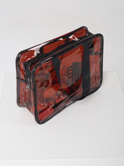 Косметичка водонепроницаемая ПВХ на молнии сумочка с ручкой TRAVEL, коричневая 29,5*11*21см