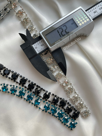 Тесьма Стразы на цепочке голубые