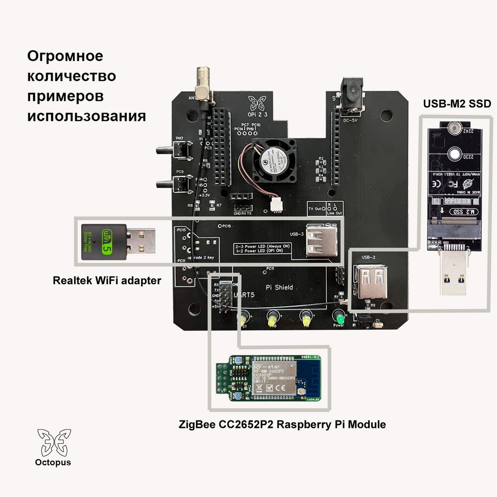 Корпус для Orange Pi Zero 3 с платой интерфейсов