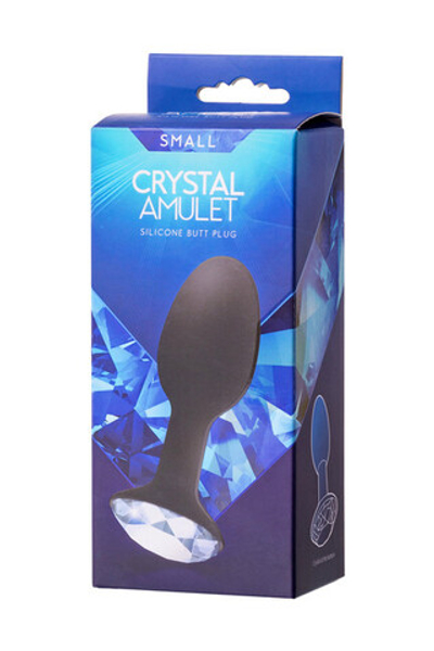 Силиконовая анальная втулка с прозрачным кристаллом в основании Crystal Amulet small (Цвет: черный с прозрачным)