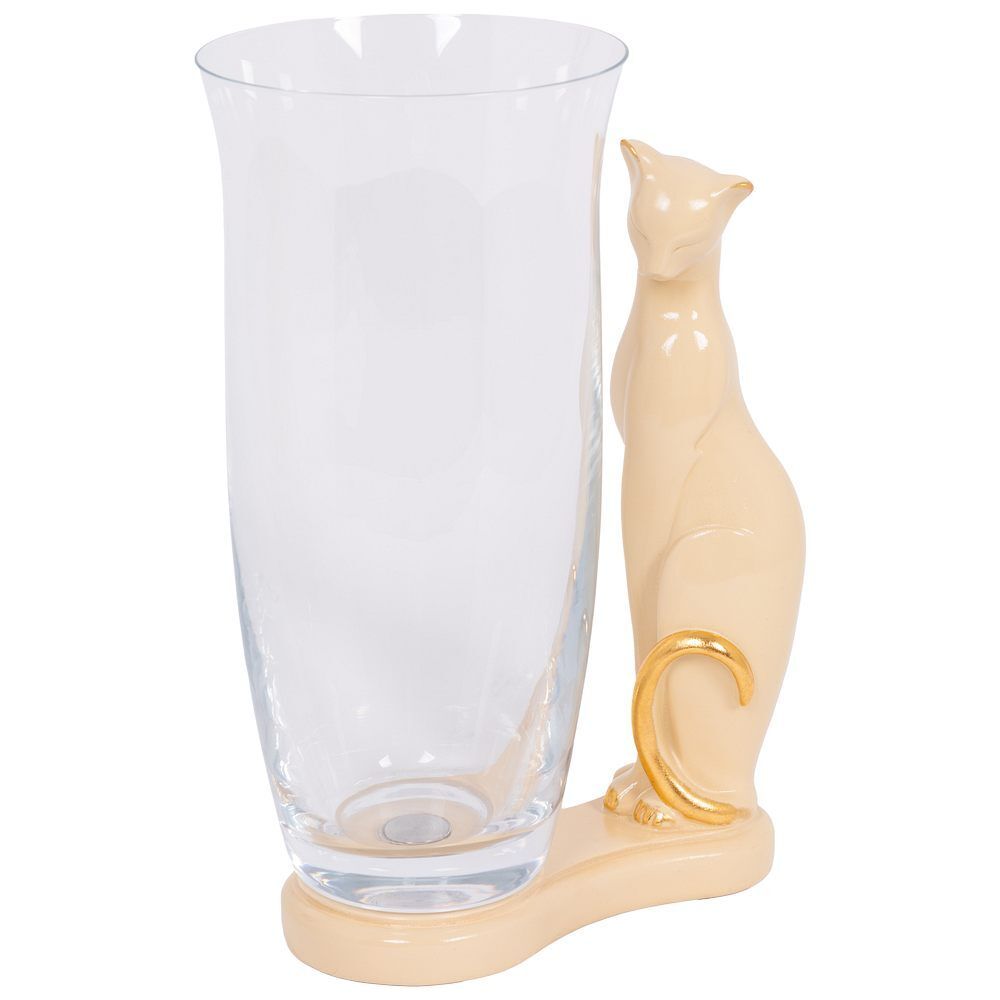 Ваза для цветов Кошка Шелби с чашей Аура Айвори
