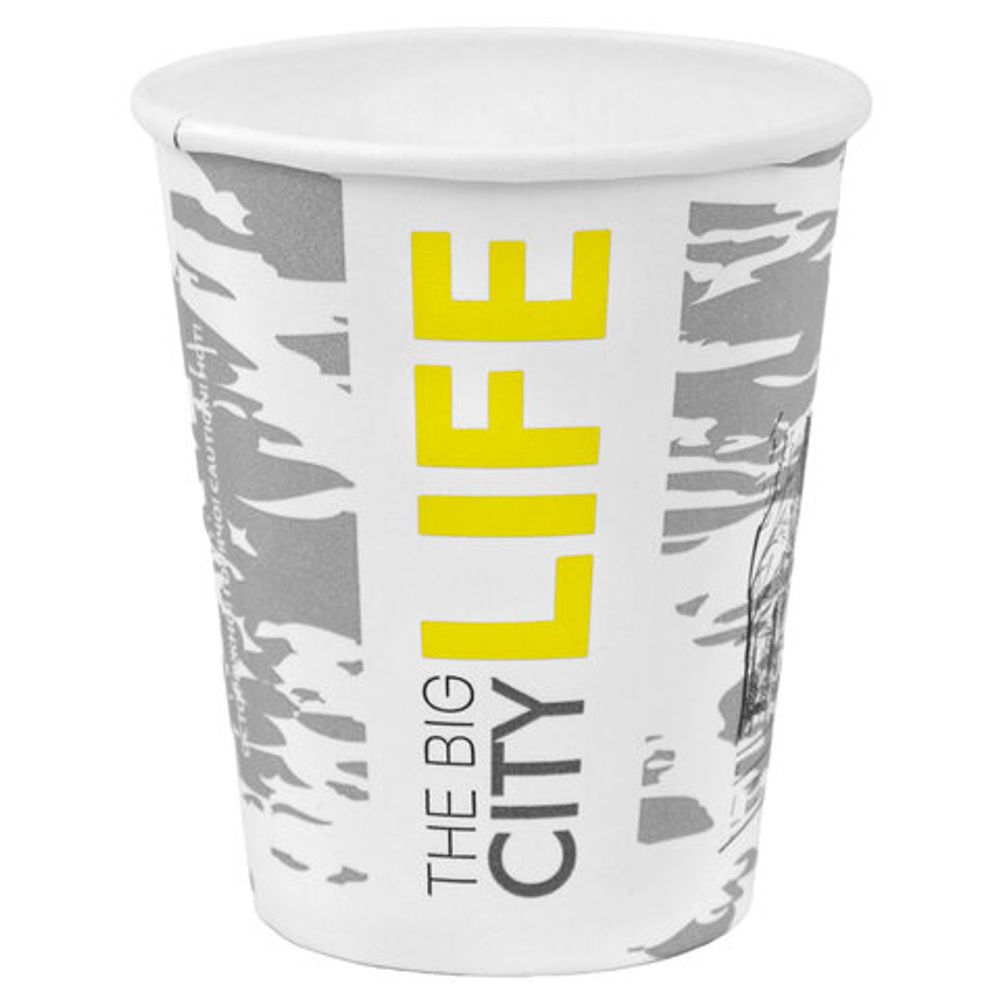 Стакан одноразовый бумажный 250/273 мл, D 80 мм, с печатью "ГОРОД", КОМПЛЕКТ 50 шт., холодное/горячее, WELDAY (ВЭЛДЭЙ), 702695