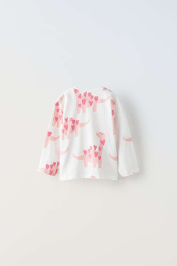 ZARA ФУТБОЛКА С ПРИНТОМ И БЛЕСТКАМИ, ЦВЕТ РОЗОВОГО ДЕРЕВА