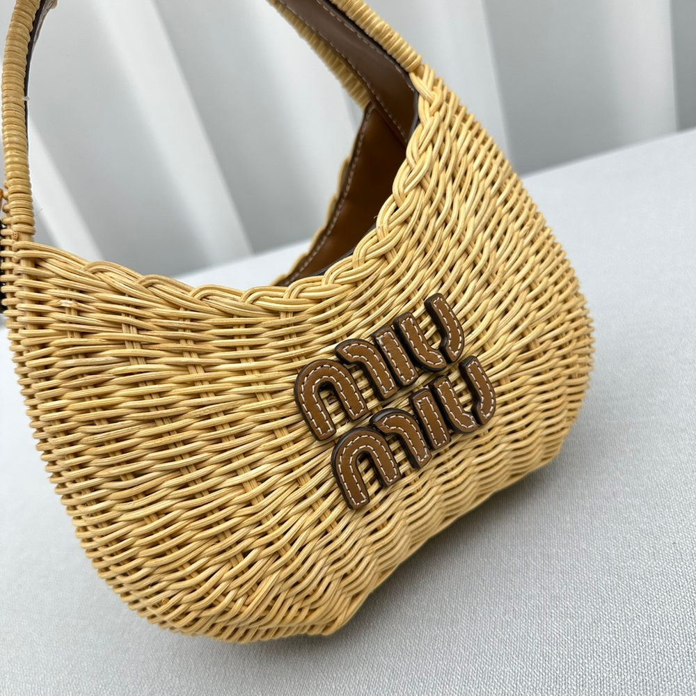 Miu Miu Wander Wicker Hobo Bag