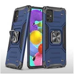 Противоударный чехол Strong Armour Case с кольцом для Samsung Galaxy A51 (Темно-синий)