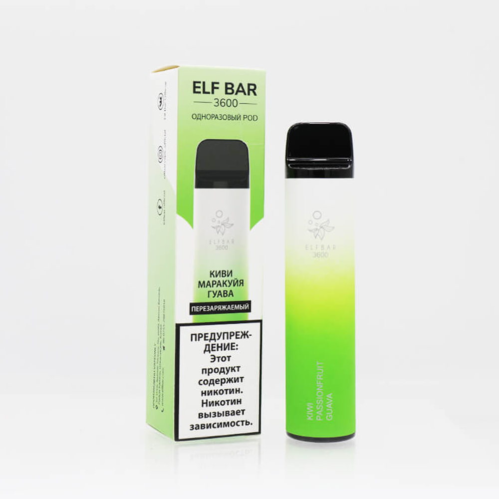 Одноразовая электронная сигарета Elf Bar 3600 - Kiwi Pashionfruit Guava (Киви-Маракуйя-Гуава) 3600 затяжек