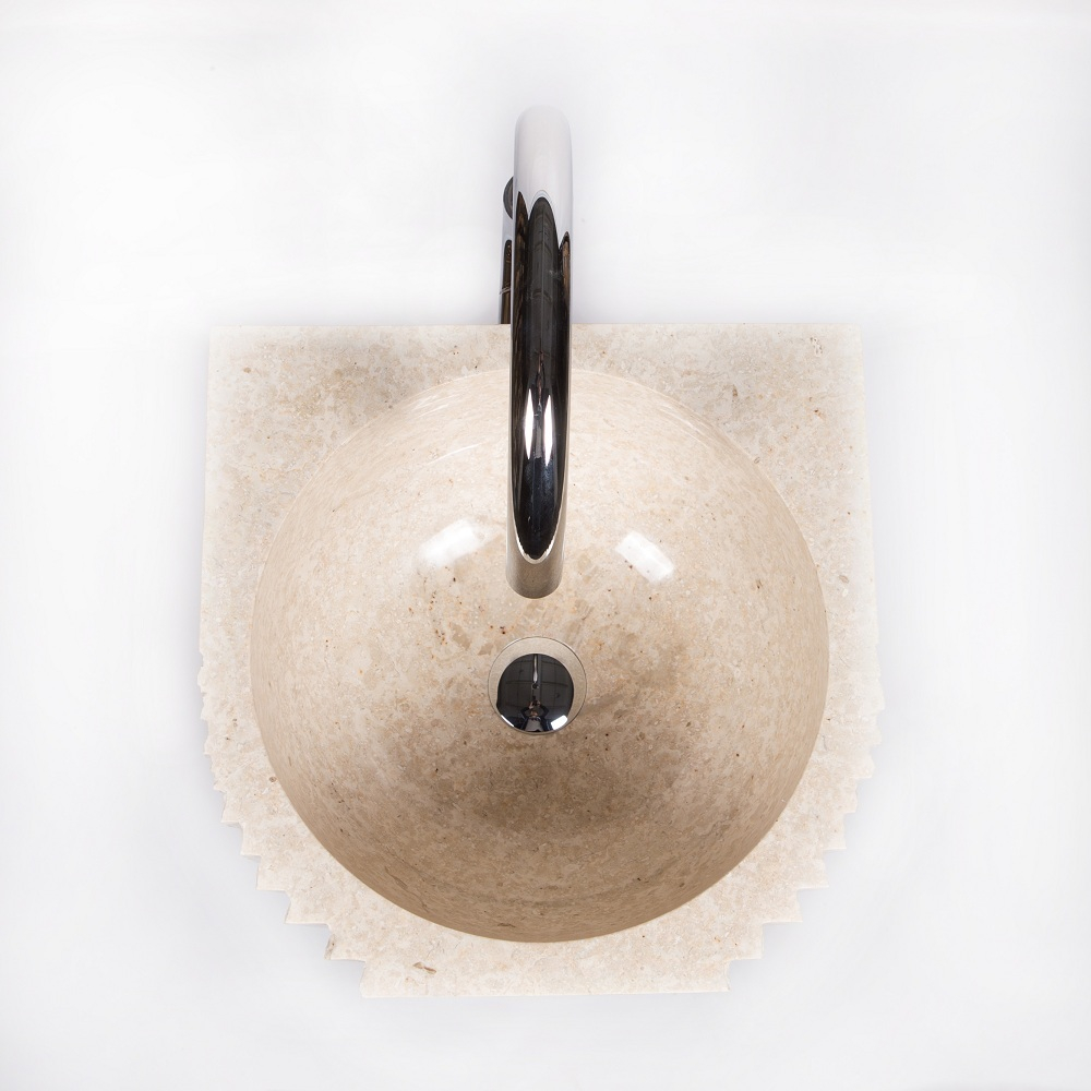 Раковина напольная из мрамора Pedestal Semi Marmo Cream MN-03220 (40*40*90 см)