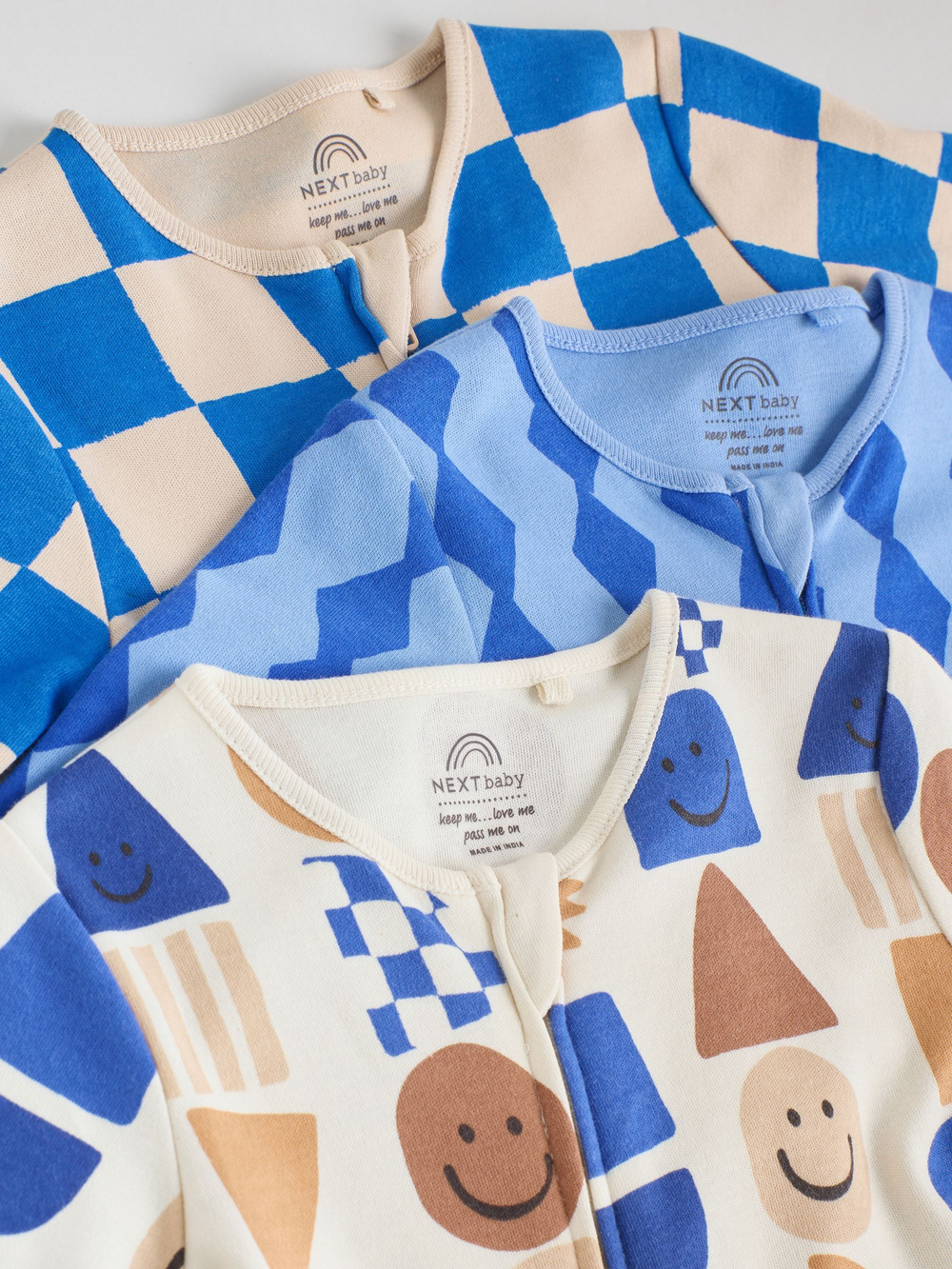 Комбинезон / Cлип для малышей Next F35-921, 3 шт., Синий, Молочный