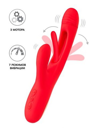 Красный вибратор-кролик с двигающимся язычком Patti - 24 см. (Цвет: красный)