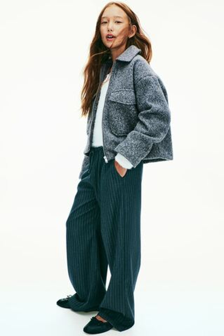 H&M Куртка-рубашка из фетра, серый