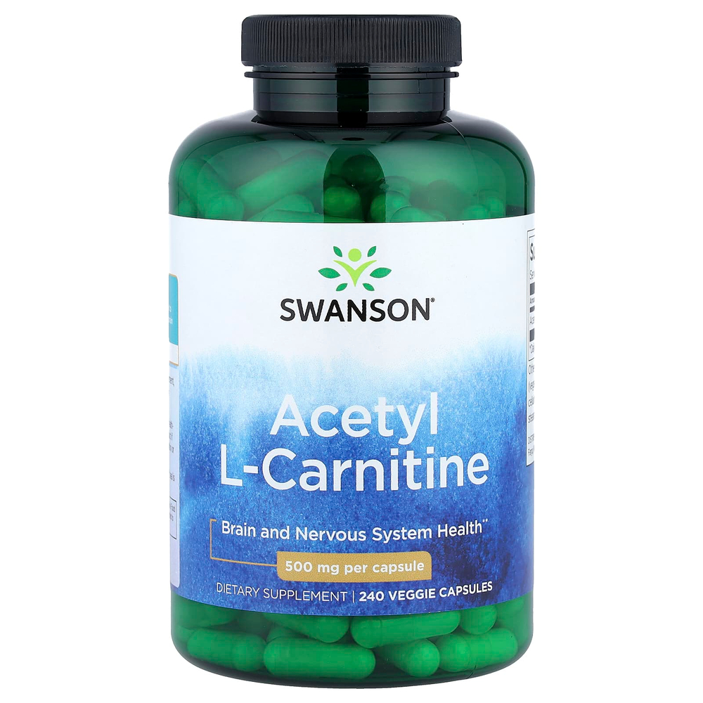 Swanson, Ацетил L-карнитин, 500 мг, 240 растительных капсул