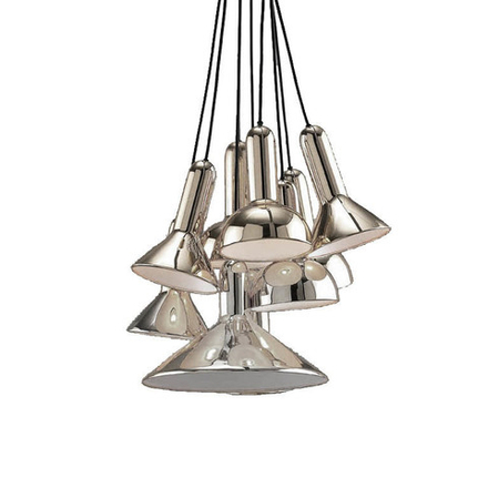 Pendant design lamp  TORCH by Sylvain Willenz (Silver,  10 lampshades)