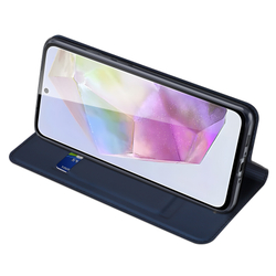 Чехол книжка из PU кожи синего цвета от Dux Ducis для Samsung Galaxy A36 5G и Galaxy A56 5G, серия Skin Pro Series Case