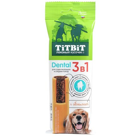 Лакомство TiTBiT Dental 3 в 1 для собак мелких и средних пород снек, Мята, 5 упаковок