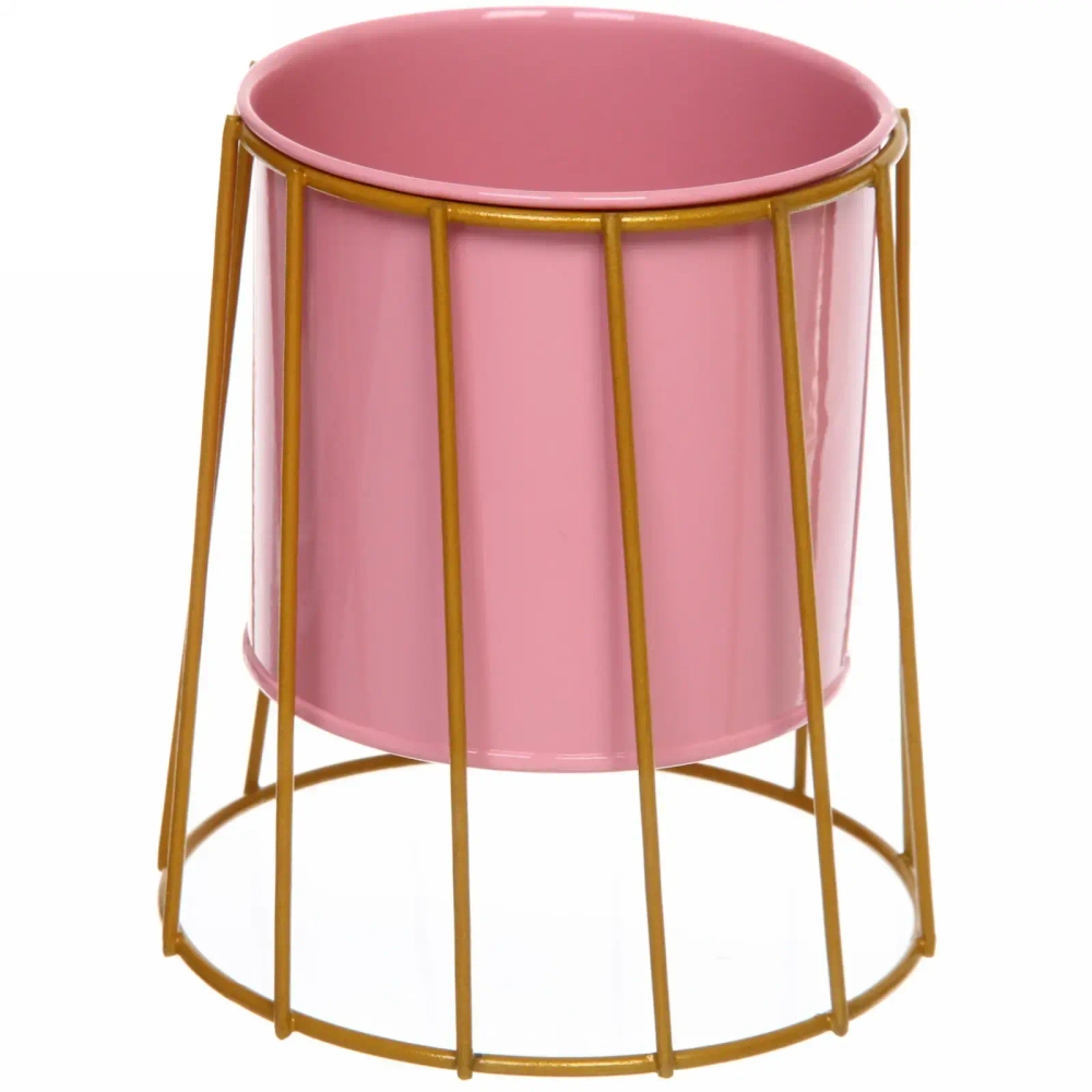 Кашпо металлическое «Vesna-Грейси» 9,5*11*12,5см на металлической подставке,цвет розовый