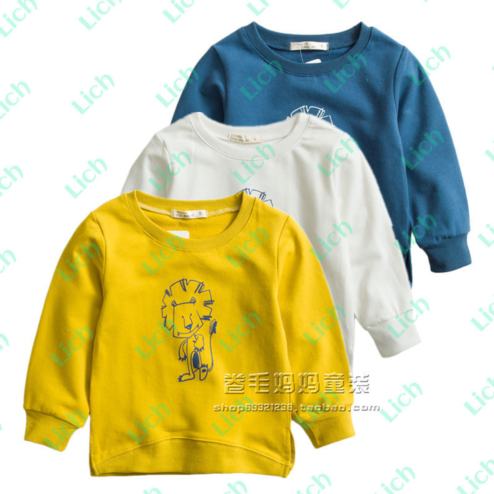 Толстовка однотонная с изображением льва на груди и спине