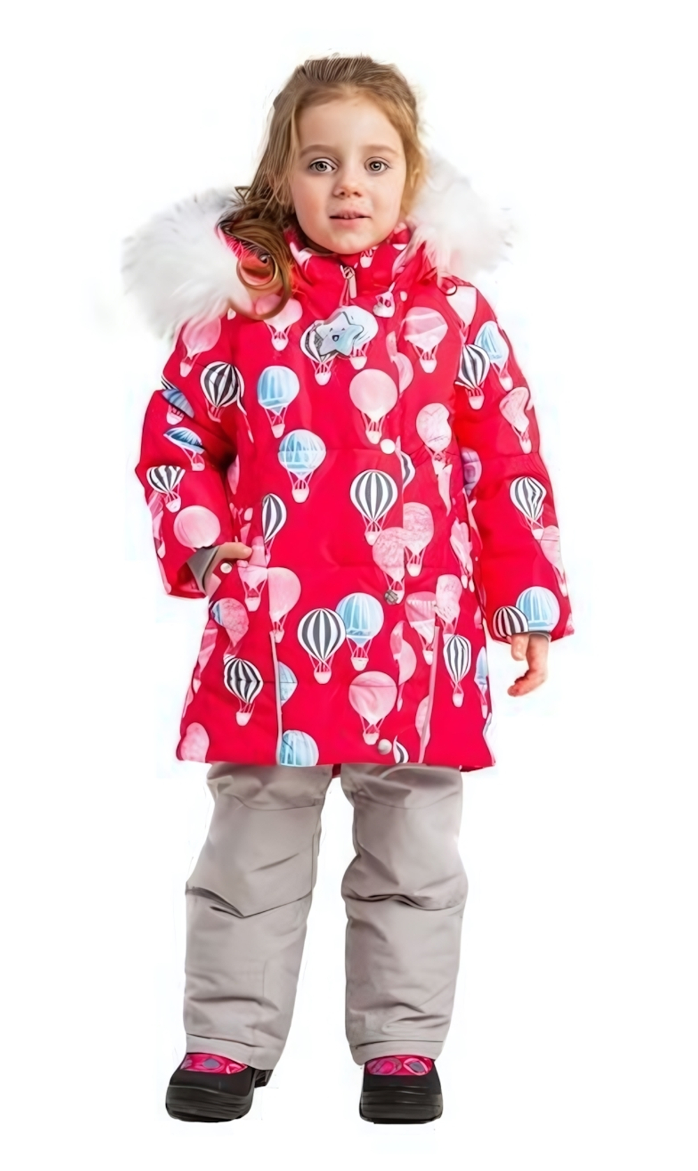 Комплект для девочек куртка и штаны "Бажена" принт/серый р.104 (Батик) 424-22з