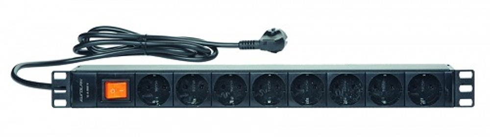Блок розеток 19", 8 розеток Eurolan 60A-61-01-08BL