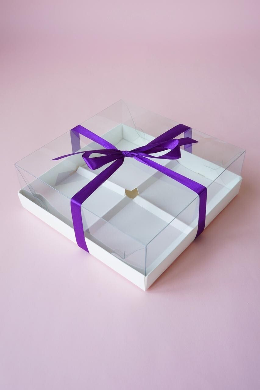 Коробка для муссовых пирожных (4 шт) с пластиковой крышкой 170*170*60 мм (белая)