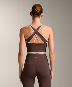 Oysho Топ Comfortlux с контрастной перекрестной спинкой, коричневый