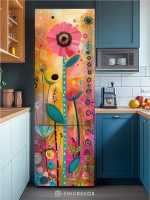 Наклейка интерьерная на холодильник Цветок Африки