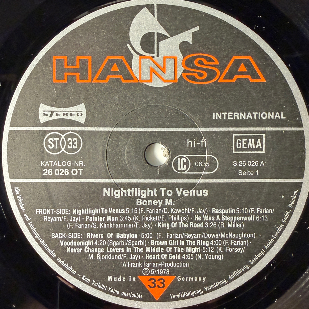 Boney M. - Nightflight To Venus (Германия 1978г.)