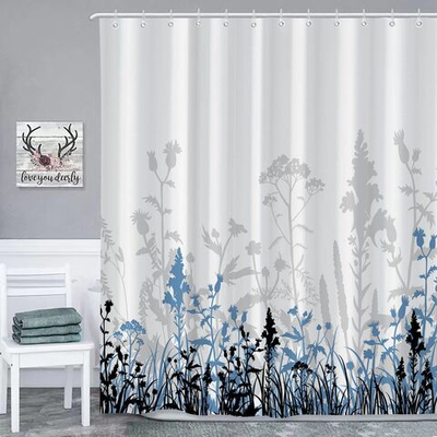 Штора для ванной комнаты и туалета тканевая занавеска для душа 180*200 см "Синяя"