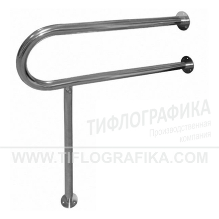 Поручень опорный настенно-напольный, нерж. сталь, 750x600 мм, D38 мм