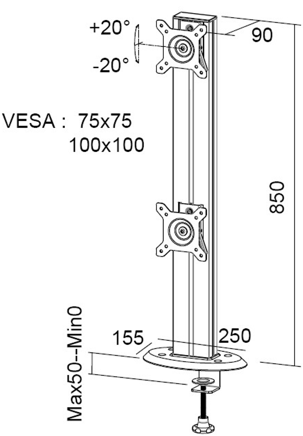 Кронштейн настольный 2MVESA Titanium 121