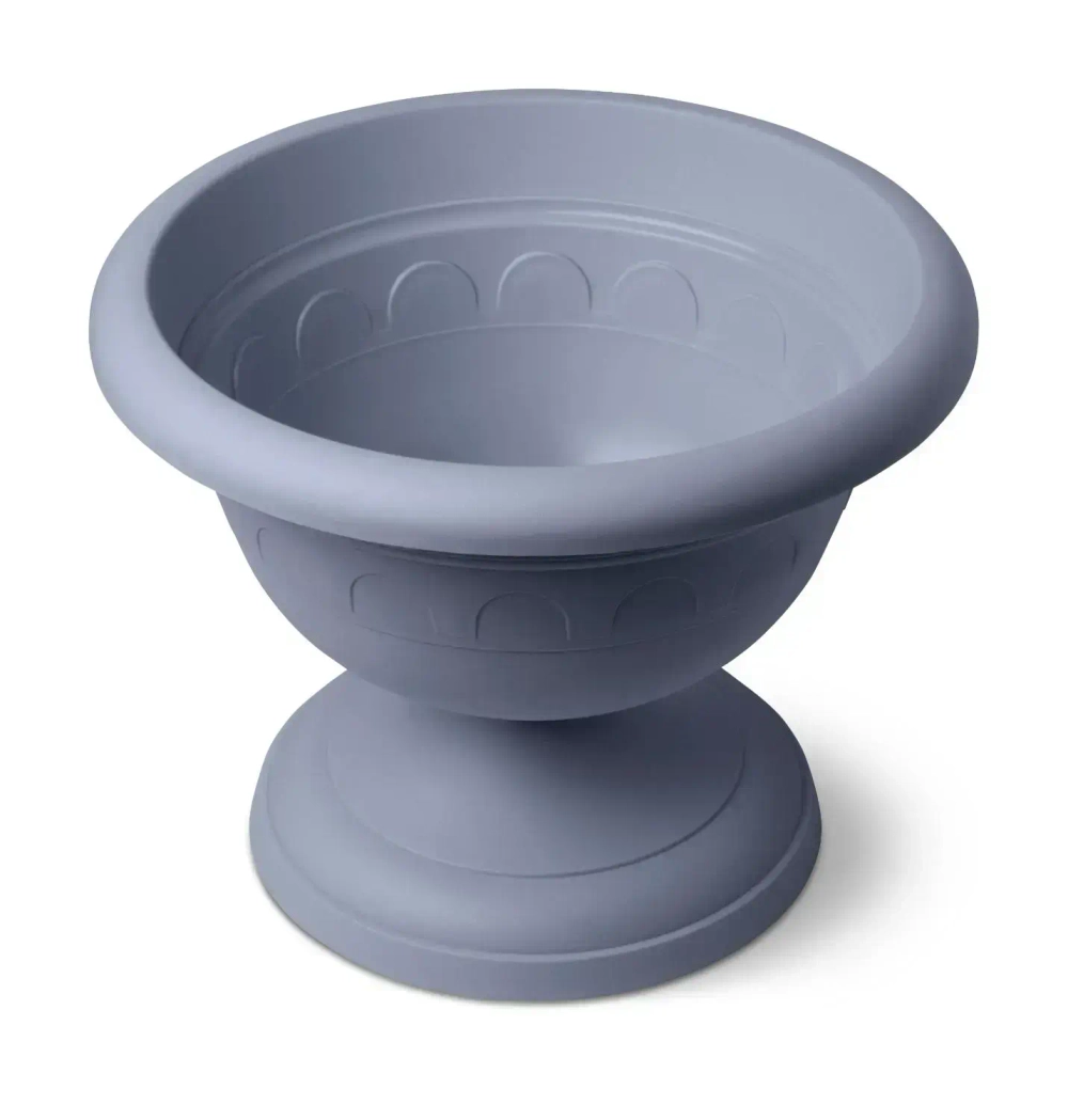 Вазон низкий пластиковый 3,4л d-26см «Колывань» серый С145СЕР