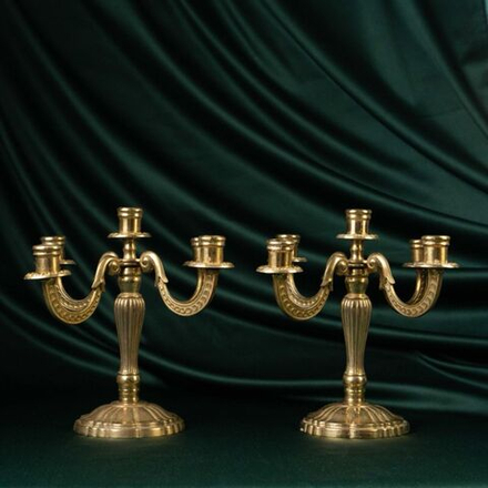 Винтаж: Парные бронзовые канделябры на пять свечей