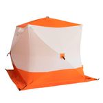 Палатка зимняя куб СЛЕДОПЫТ 2,1 х2,1 м, Oxford 210D PU 1000, S по полу 4,4 кв.м, цв. оранжевый/белый
