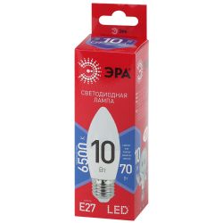 Лампа светодиодная ЭРА RED LINE LED B35-10W-865-E27 R 10Вт свеча холодный дневной свет Е27 | Лампы cветодиодные Свеча (B/C)