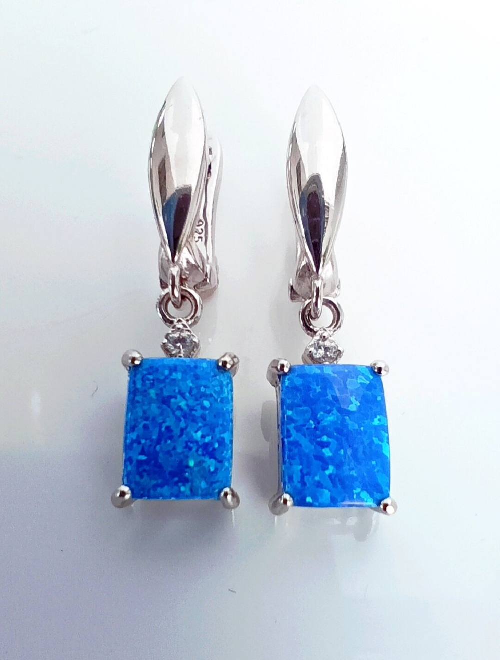 Серьги Эстерелла, серебро 925*, родирование, опал синтетический, фианит/Ф