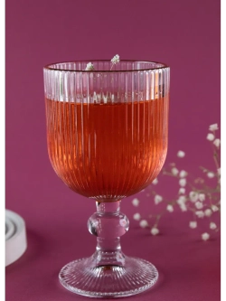 Набор ребристых бокалов вина, 380 мл. 6 шт. с золотой каймой