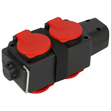Колодка ЭРА KB-4e-R-IP44 с заземлением 4 розетки 16A IP44 красная