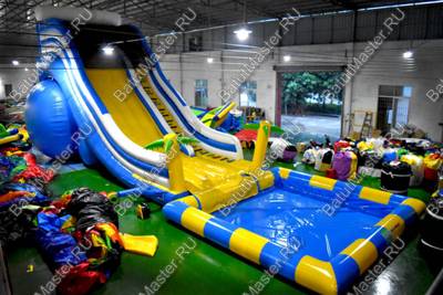 Надувной батут-горка с бассейном «Пляжный оазис», 21*7*7 м