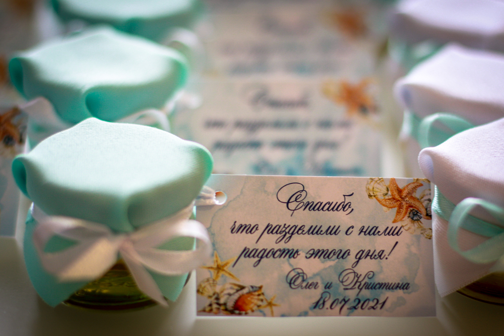 Бонбоньерка с медом на свадьбу в стиле "тиффани", 35 грамм